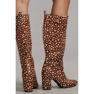 Cecelia New York Noel Boots Brown Ivory Polka Dot Leather Calf Hair 39